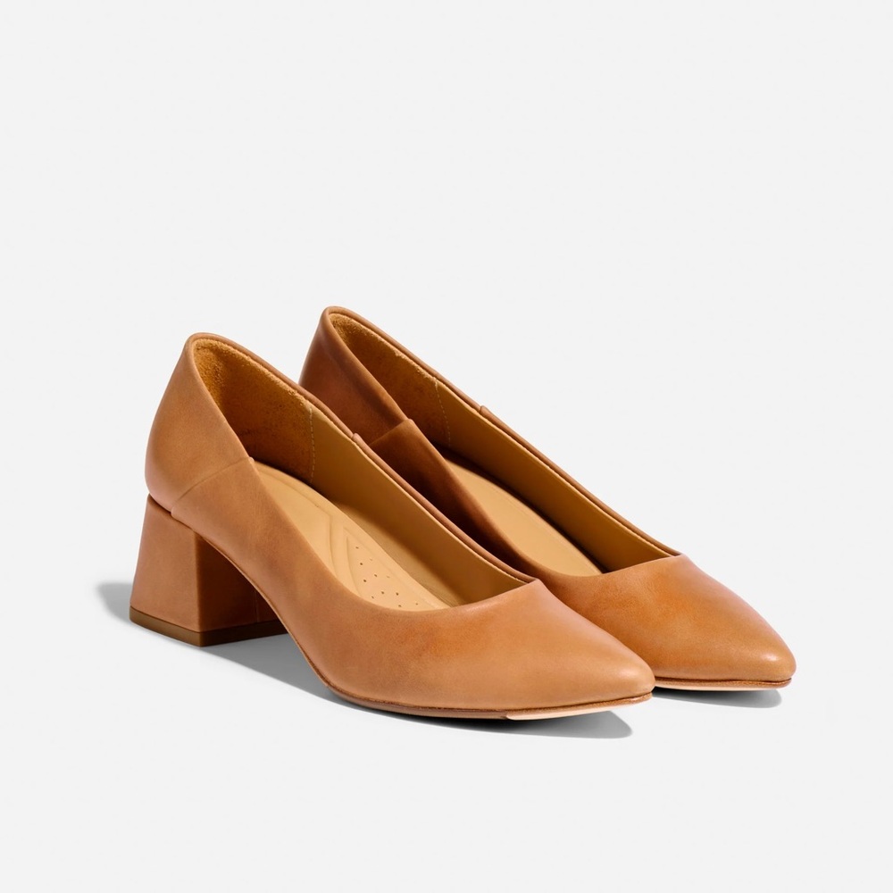 Nisolo Tan Block Heel Pumps